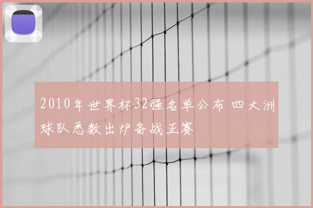 2010年世界杯32强名单公布 四大洲球队悉数出炉备战正赛